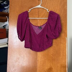 Wild Fable Magenta Blouse with Black Dots